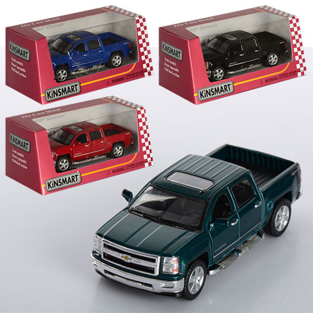 Машина метал. "Kinsmart" Chevrolet Silverado 2014,4види,в кор-ці,16х8,5х7см №KT5381W(24) — фото товару | Канцелярський Сад