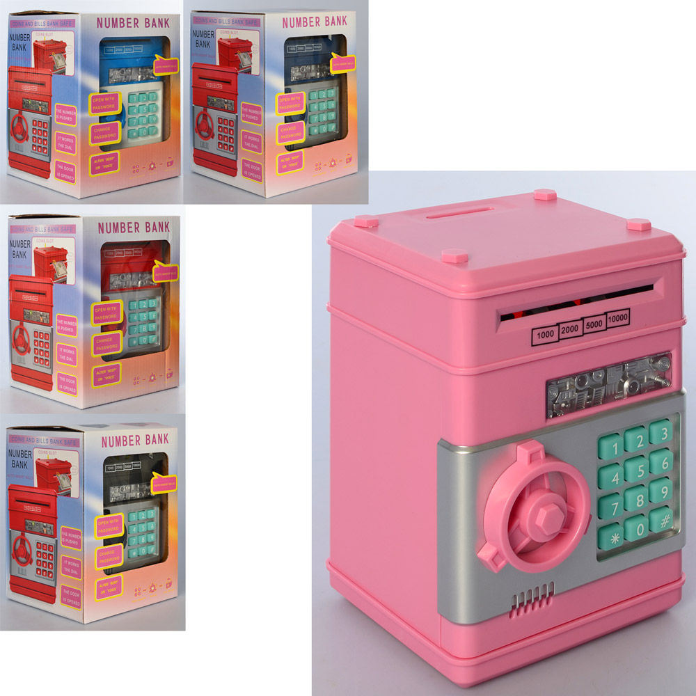 Скарбничка на бат-ці,сейф з кодом,затяг купюр,звук,світ.,в кор-ці,15х21х15см №MK4524(24) — фото товару | Канцелярський Сад