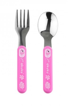 Набір ложка+виделка метал. "Akuku" рожевий №A0101 — фото товару | Канцелярський Сад