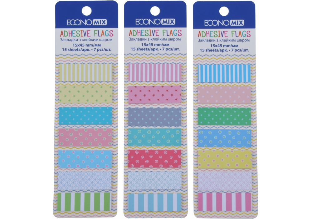 Стікери-закладки папер. "Economix" Fun 15х45мм 105шт 7кольор. №E20961(50) — фото товару | Канцелярський Сад