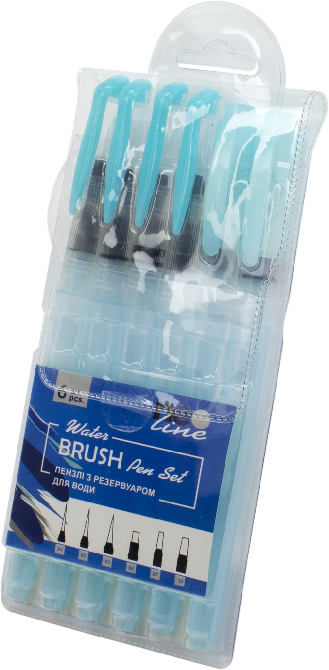 Набір пензлів 6шт "Neo Line" з резервуаром для води №WP-06(14) — фото товару | Канцелярський Сад