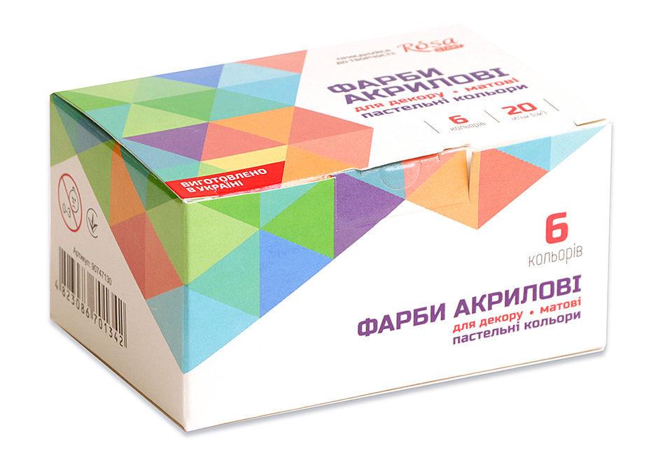 Набір акрил. фарб "Rosa Talent" 6х20мл матові пастельні №90747130/1687(24) — фото товару | Канцелярський Сад