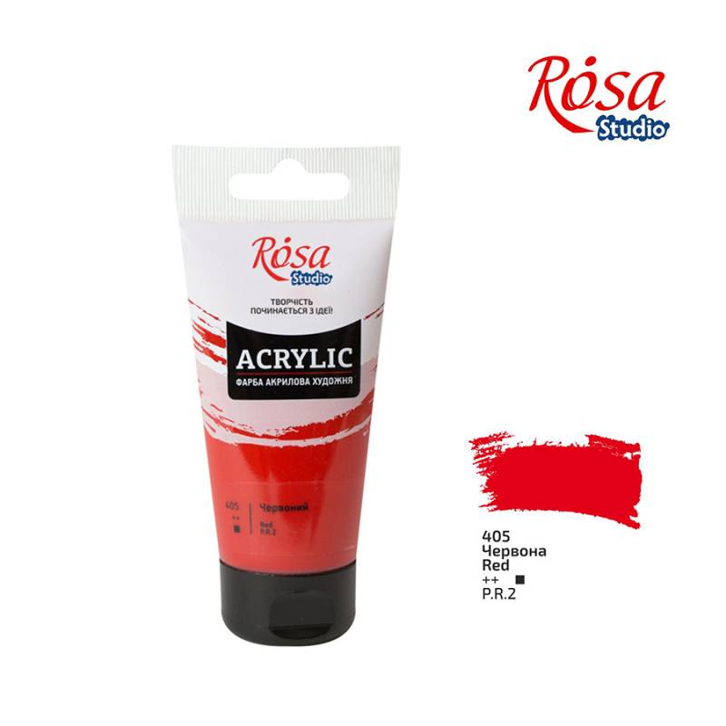 Акрил художній "Rosa Studio" 75мл червона №32241405(3)(30) — купити | Канцелярський Сад