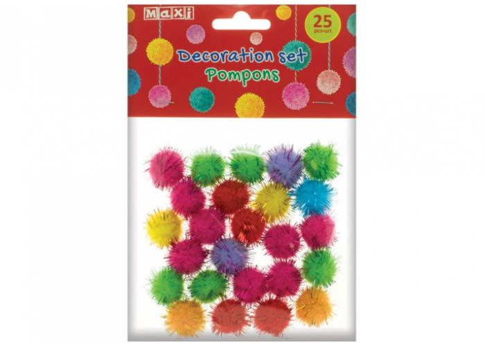 Набір для декорування "Maxi" Помпони однокольорові махнаті 20мм №MX61607-01(20) — фото товару | Канцелярський Сад