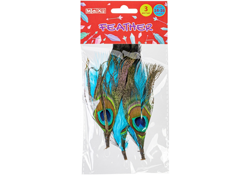 Набір для декорування "Maxi" Пір'я 14-16см 3шт №MX62556(40) — фото товару | Канцелярський Сад