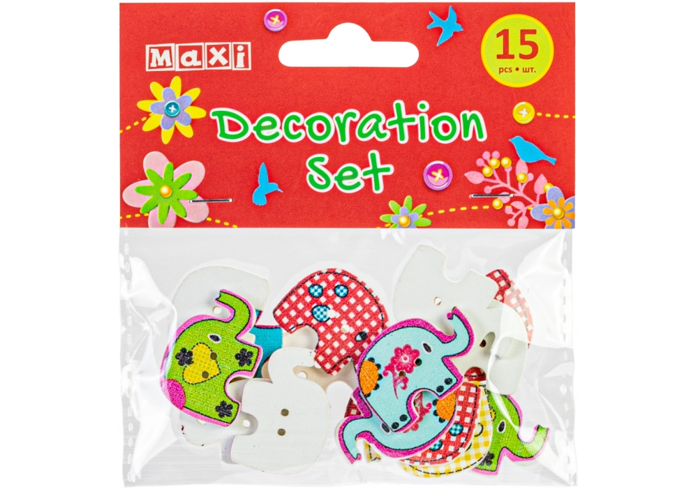 Набір для декорування "Maxi" Слоненятка 3х2см 15шт №MX62608(20) — фото товару | Канцелярський Сад
