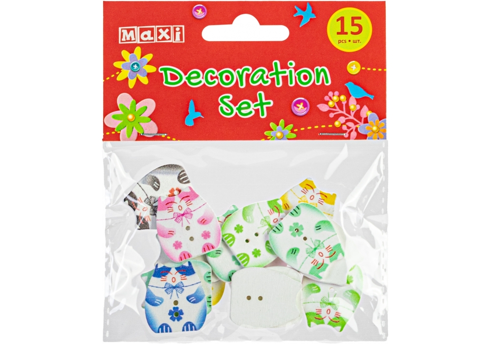 Набір для декорування "Maxi" Котики 2,2х2,5см 15шт №MX62616(20) — фото товару | Канцелярський Сад