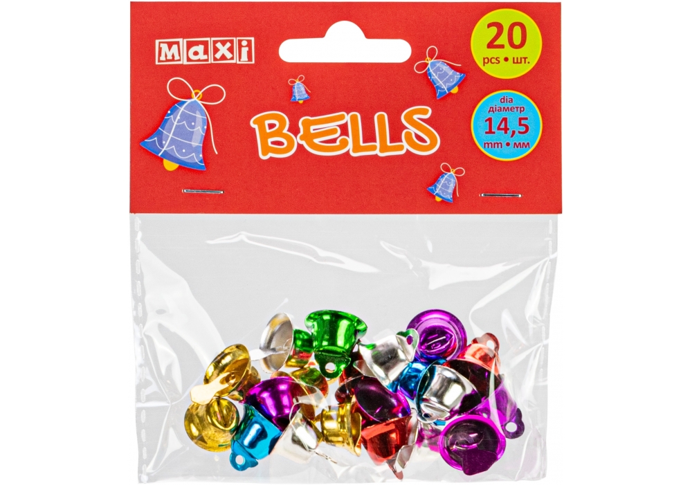Дзвіночки для декорування "Maxi" d-14,5мм 20шт асорті №MX62618(20) — фото товару | Канцелярський Сад