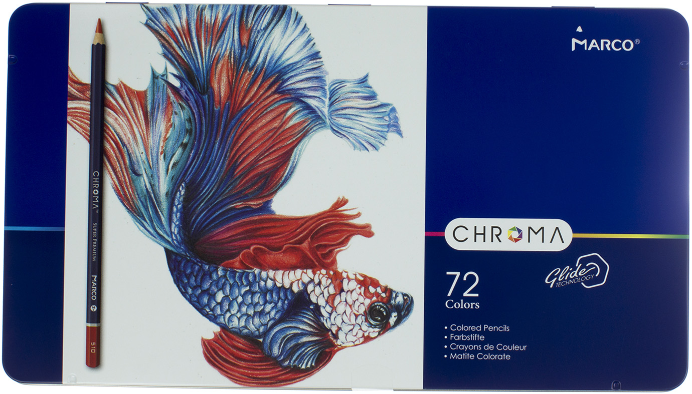 Олівці кольор. 72 кольор. "Marco" №8010-72TN/1411 Chroma в метал. кор-ці(4)(12) — фото товару | Канцелярський Сад