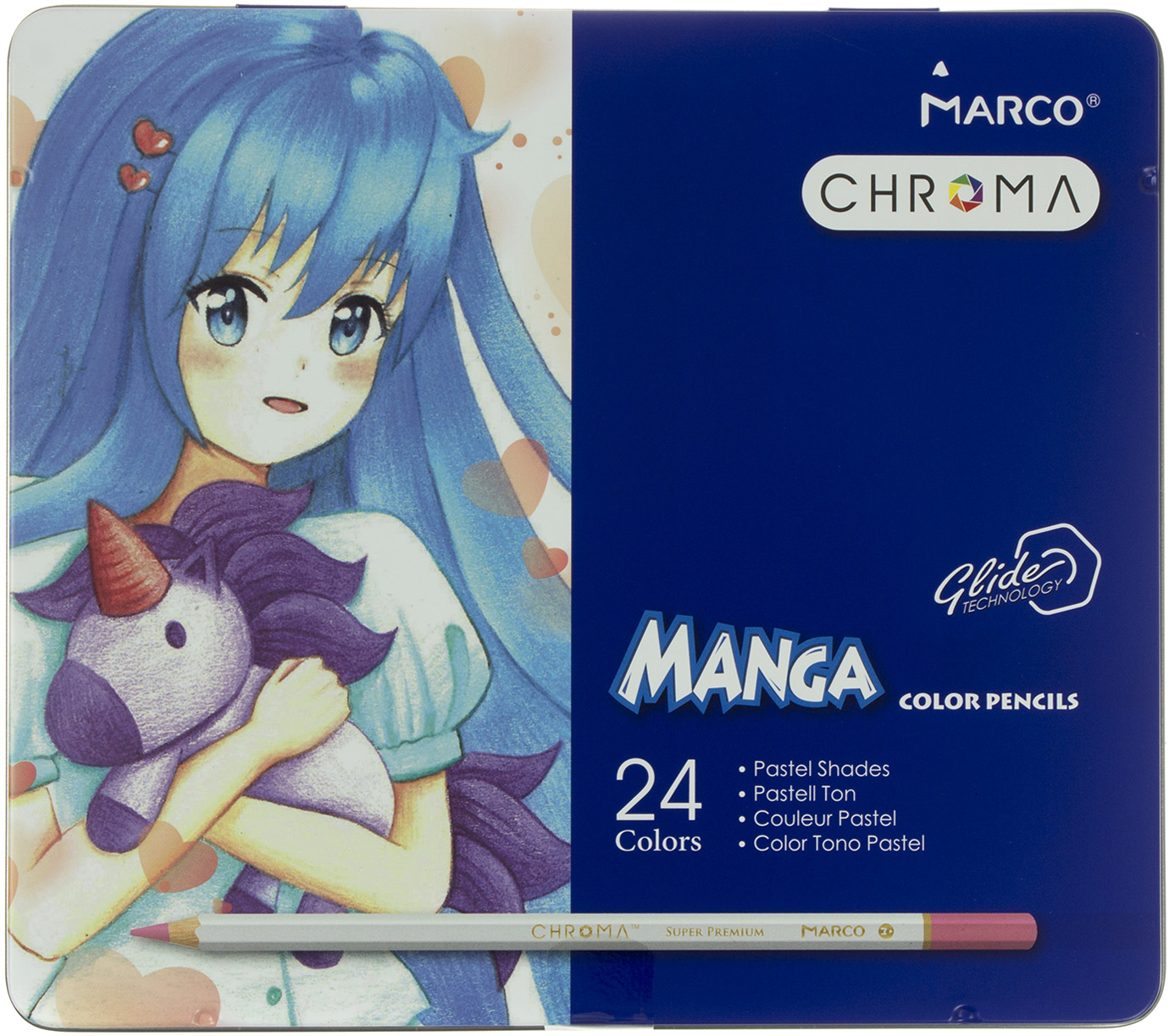 Олівці кольор. 24 кольор. "Marco" №8550-24TN/1329 Chroma в метал. кор-ці(6)(36) — фото товару | Канцелярський Сад
