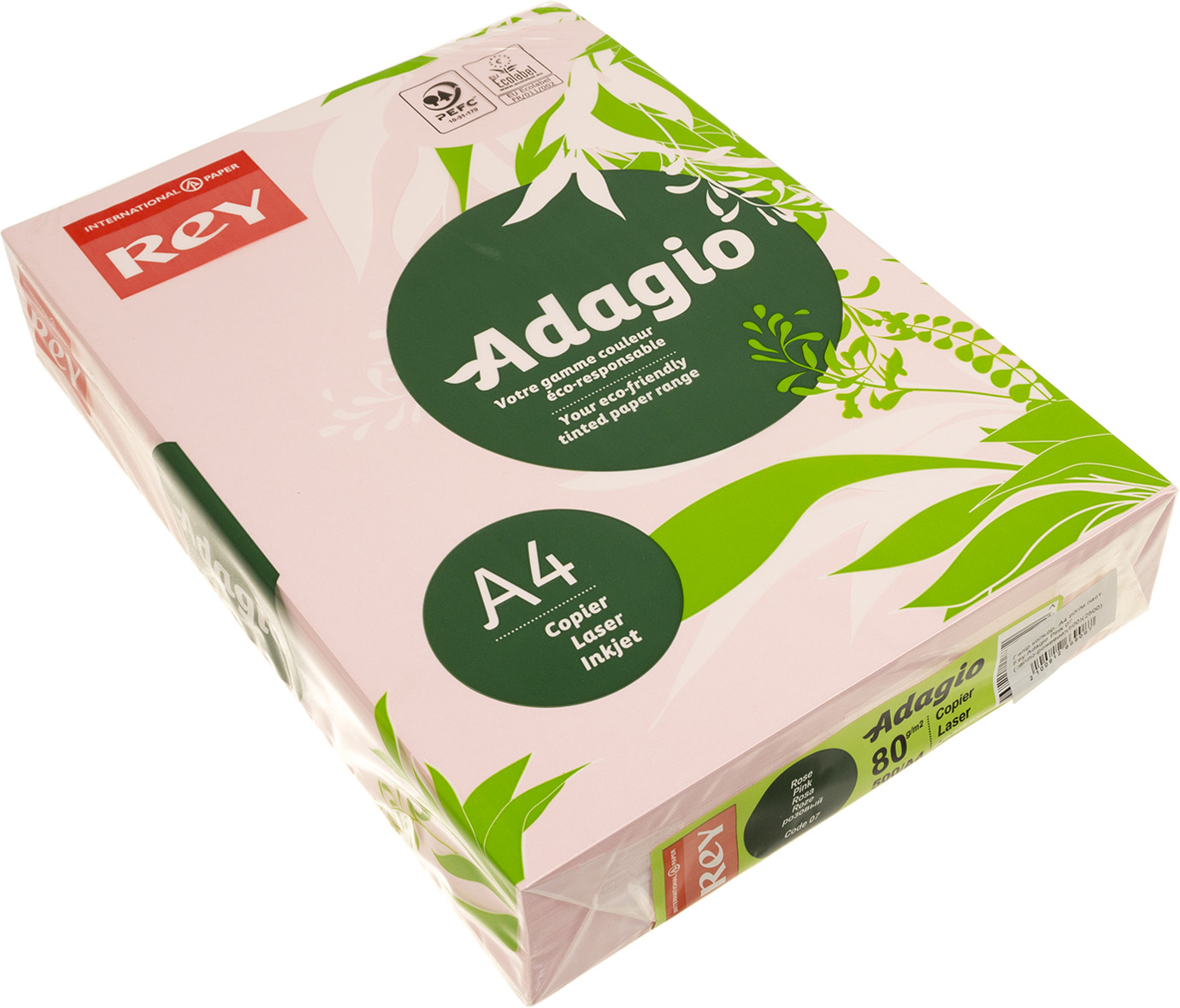 Папір кольор. А4 80г/м паст. Rey Adagio Pink 07 (світло-рожевий)(500)(2500) — фото товару | Канцелярський Сад