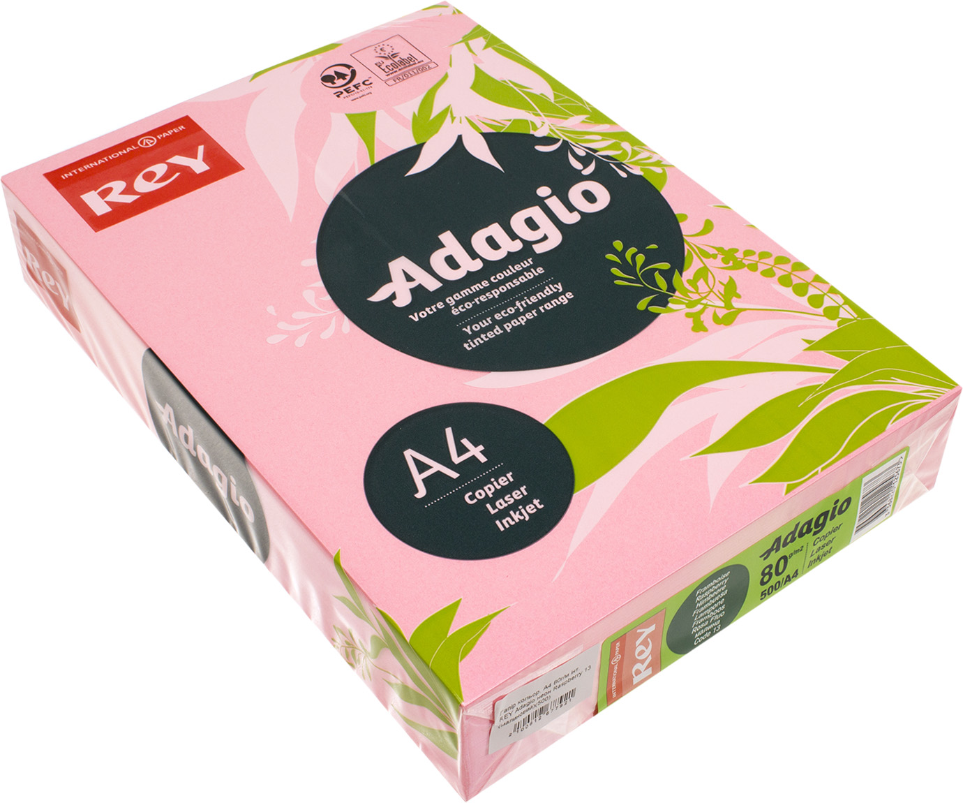 Папір кольор. А4 80г/м інт. REY Adagio неон Raspberry 13 (малиновий)(500)(2500) — фото товару | Канцелярський Сад