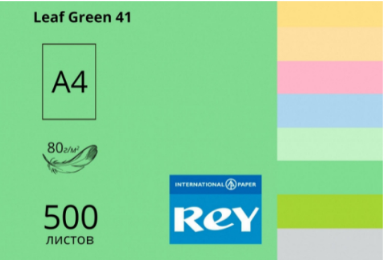 Папір кольор. А4 80г/м середн. REY Adagio Leaf Green 41 (зелений лист)(500)(2500) — фото товару | Канцелярський Сад
