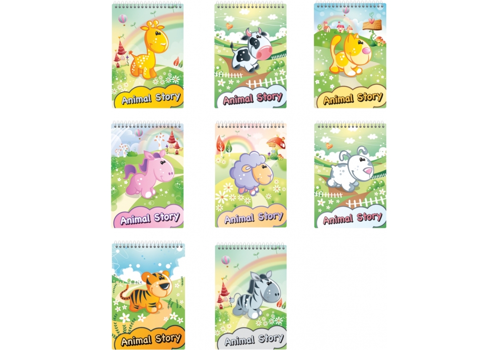 Блокнот пруж. А6 48арк. кліт. карт. "Economix" Animal Story асорті №E20319-98(8)(72) — фото товару | Канцелярський Сад