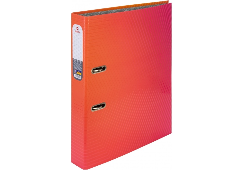 Папка-реєстратор А4 "Optima" 5см №O35443 з друкованою обкл. (рожево-червон.) (10) — фото товару | Канцелярський Сад