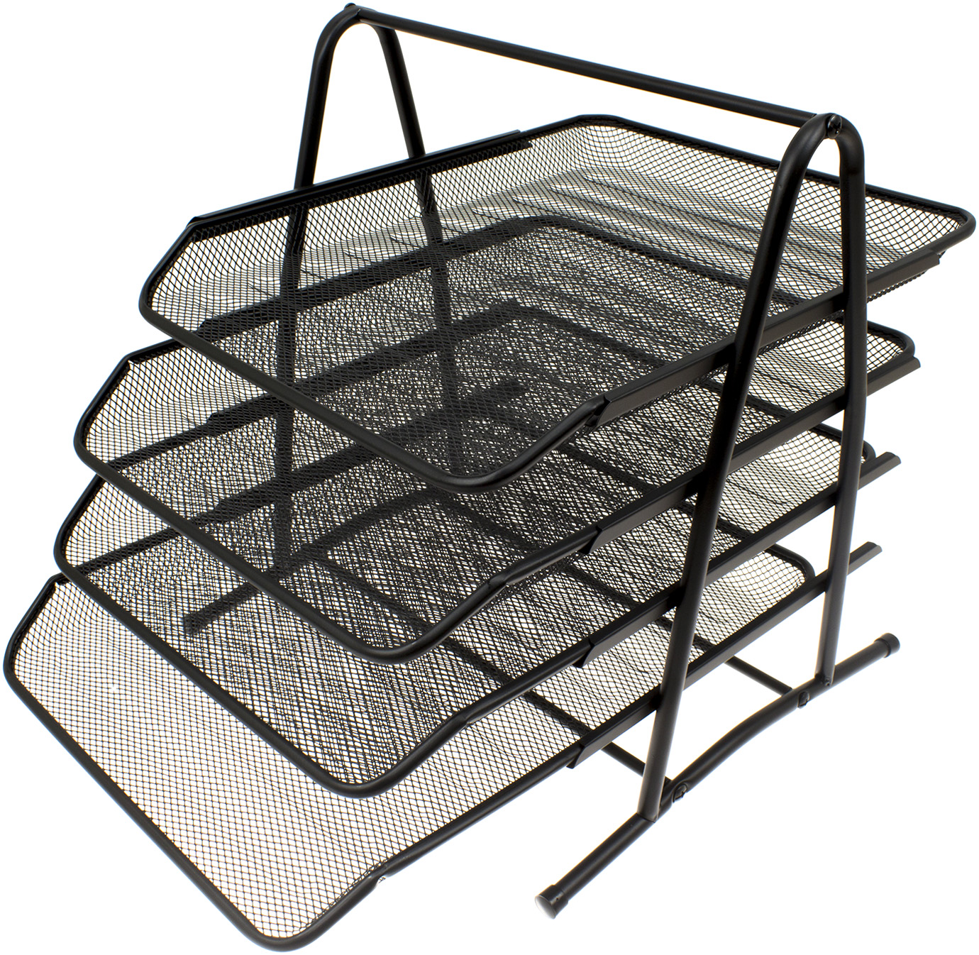 Лоток горизонт. "Leader" №FS-13/Z005/542520 на 4від. метал. чорний(12) — купити | Канцелярський Сад