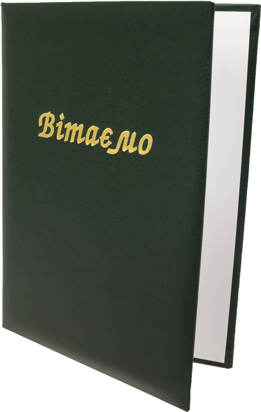 Папка А4 "Вітаємо" з тисн. зелена №СП0075/Вінпап/(1)(20) — фото товару | Канцелярський Сад