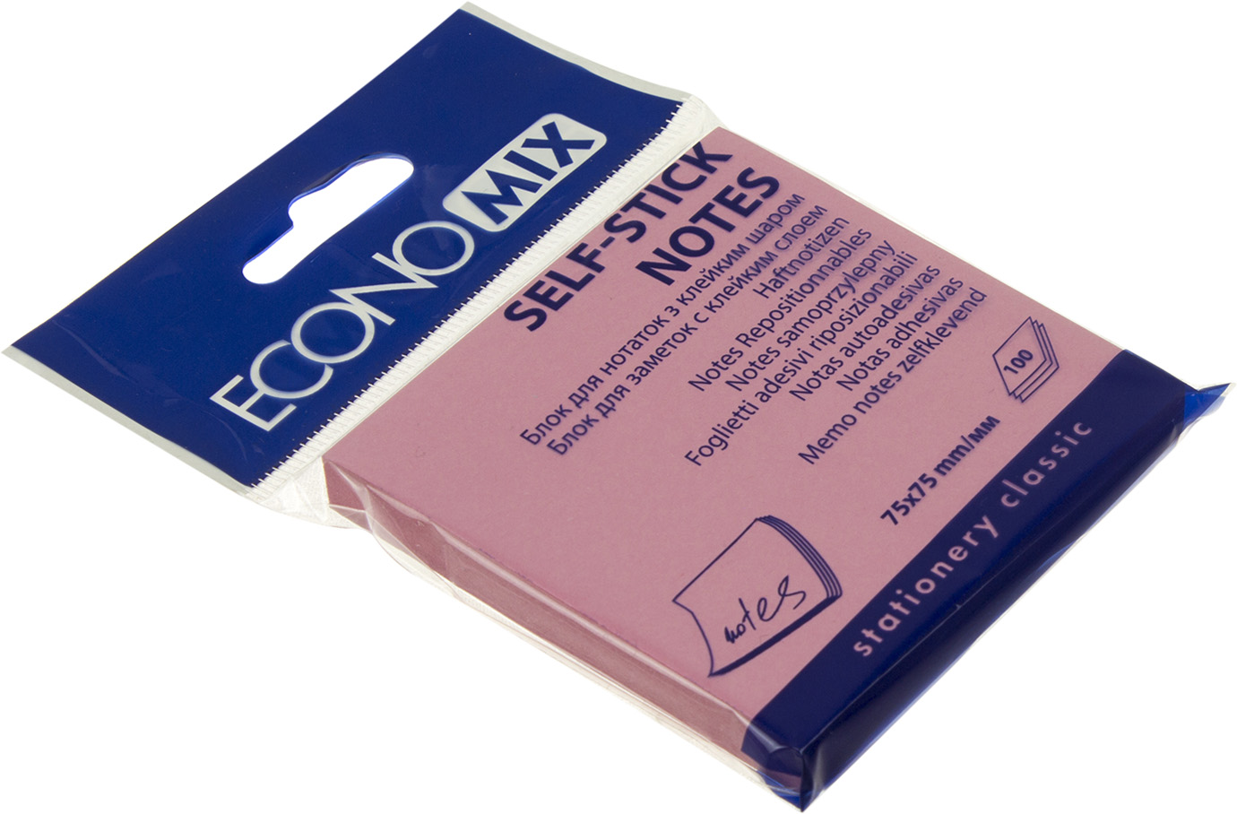 Блок/зам. липк. краєм 75х75мм 100арк. рожевий "Economix" №E20932-09(12)(144) — фото товару | Канцелярський Сад