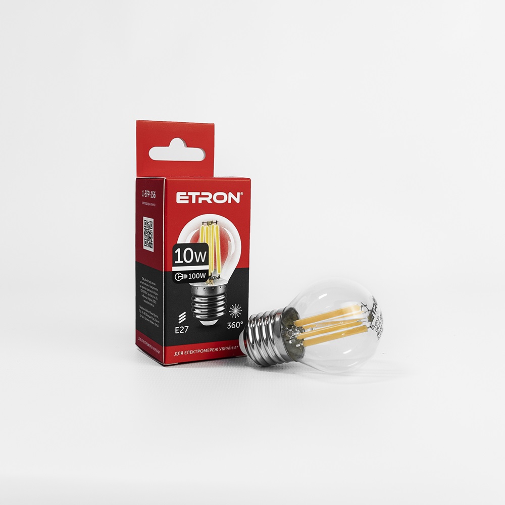 Лампа "Etron Filament Power" прозоре скло LED 1-EFP-156 G45 10Вт 4200K Е27(10) — купити | Канцелярський Сад