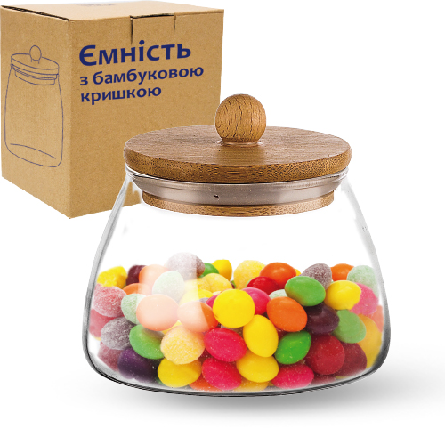 Ємність для сип. прод. 0,54л з бамбук. кришкою №32245/S&T/(24) — фото товару | Канцелярський Сад
