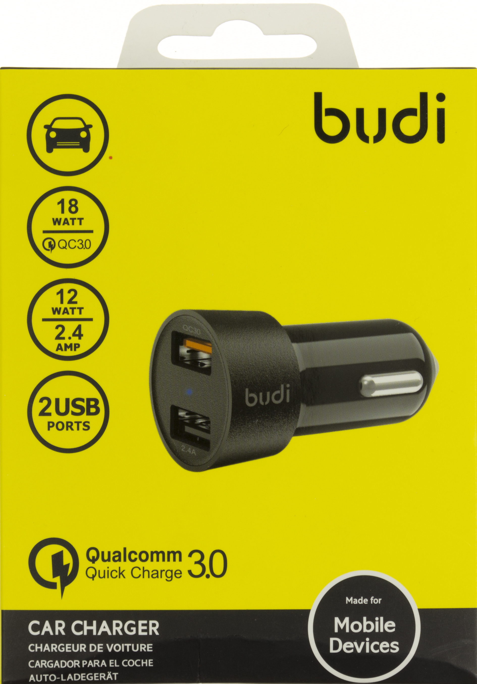 Зарядний пристрій авто Budi №M8J622Q швидка зарядка 2USB 2.4A black/Breidon/ — фото товару | Канцелярський Сад