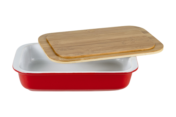 Форма для запікання керам."Limited Edition Casa"2л 32х20,5х6см з бамбук. кришкою№S12/48308 — фото товару | Канцелярський Сад