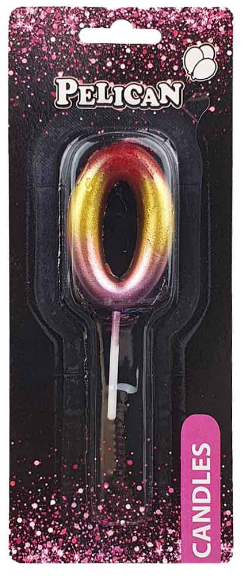 Свічка в торт "Цифра-0" райдужна 4,5см №864560/Pelican/(1)(100)(800) — фото товару | Канцелярський Сад