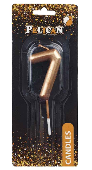 Свічка в торт "Цифра-7" золото 4,5см №864517/Pelican/(1)(12)(100)(800) — фото товару | Канцелярський Сад