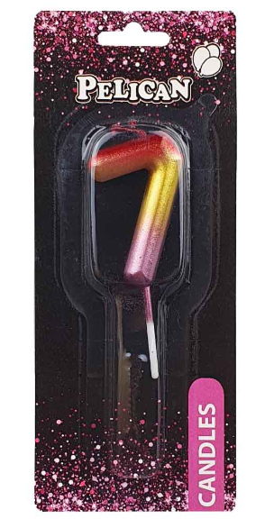 Свічка в торт "Цифра-7" райдужна 4,5см №864567/Pelican/(1)(12)(100)(800) — купити | Канцелярський Сад