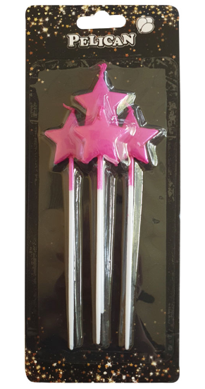Набір свічок в торт "Зірочка на паличці" 4шт рожевий №868614(24)(480) — фото товару | Канцелярський Сад