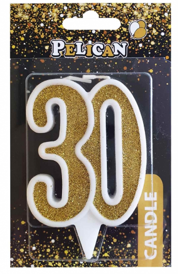 Свічка ювілейна "30" 7см золото №867130/Pelican/(1)(32) — купити | Канцелярський Сад