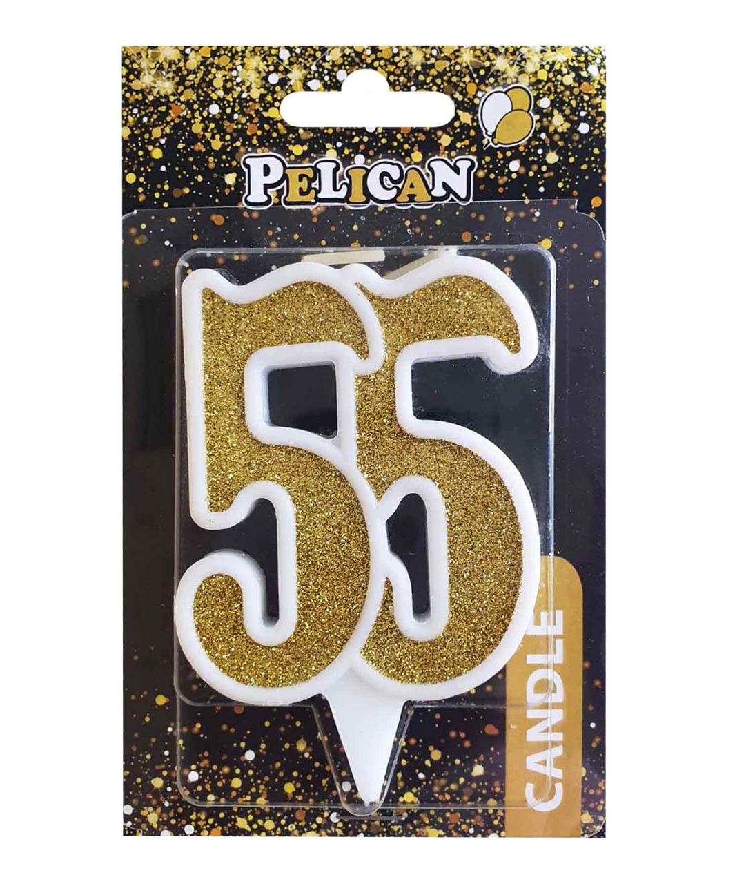 Свічка ювілейна "55" 7см золото №867155/Pelican/(1)(32) — фото товару | Канцелярський Сад