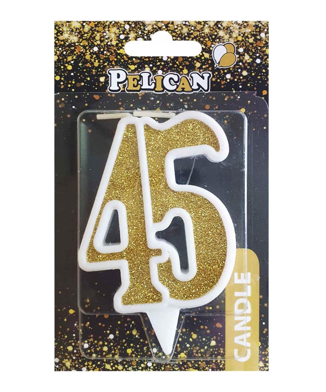 Свічка ювілейна "45" 7см золото №867145/Pelican/(1)(32) — фото товару | Канцелярський Сад