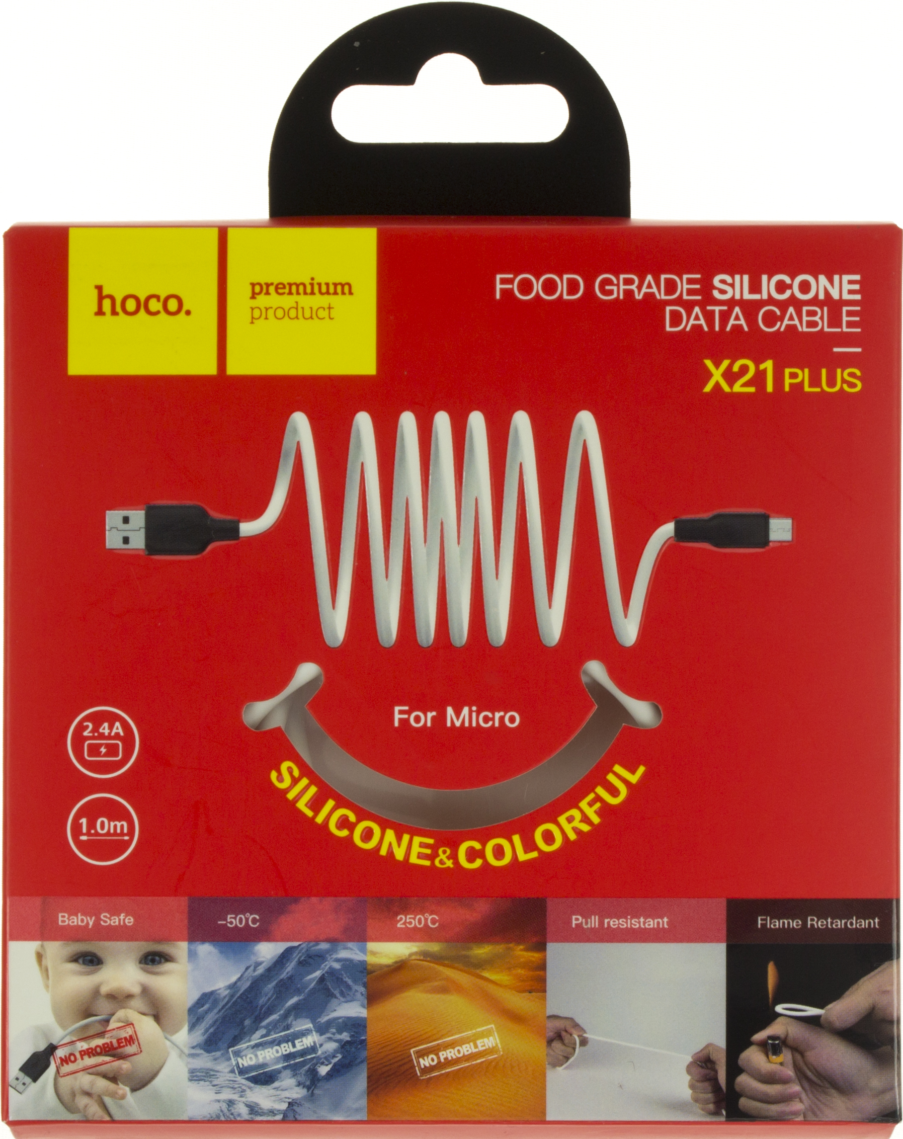 Кабель USB > microUSB HOCO X21 Silicone 2.4A 1м black/white(28) — фото товару | Канцелярський Сад