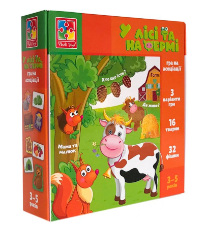 Гра асоціації "У лісі та на фермі" укр. №VT1804-46 — фото товару | Канцелярський Сад