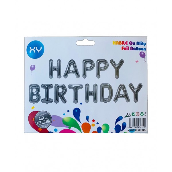 Набір кульок повітр. "Happy Birthday" 13шт,40см,срібло №837102/Pelican/(1)(10) — фото товару | Канцелярський Сад