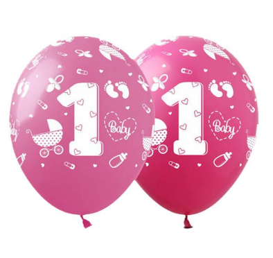 Набір кульок повітр. латексних 12"/30см "1 рочок дівчинка" 10шт №828035/Pelican/(5) — фото товару | Канцелярський Сад