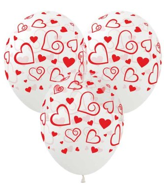 Набір кульок повітр. латексних 12"/30см "Сердечка червоні" прозорих10шт№828693/Pelican/(1) — фото товару | Канцелярський Сад