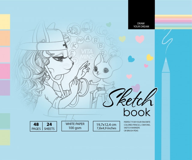 Скетчбук 24/100 А5 б/лін. мат.лам. №7БЦ/БК209/5/21385/Мандарин/(10) — фото товару | Канцелярський Сад