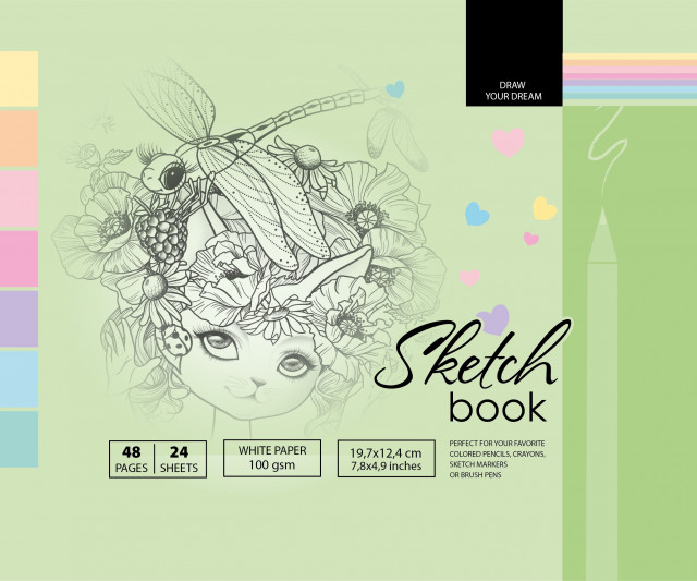 Скетчбук 24/100 А5 б/лін. мат.лам. №7БЦ/21395/Мандарин/(10) — фото товару | Канцелярський Сад