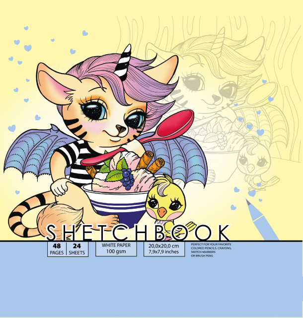 Скетчбук 24/100 В5 б/лін. мат.лам. №7БЦ/БК201/19/21584/Мандарин/(10) — фото товару | Канцелярський Сад