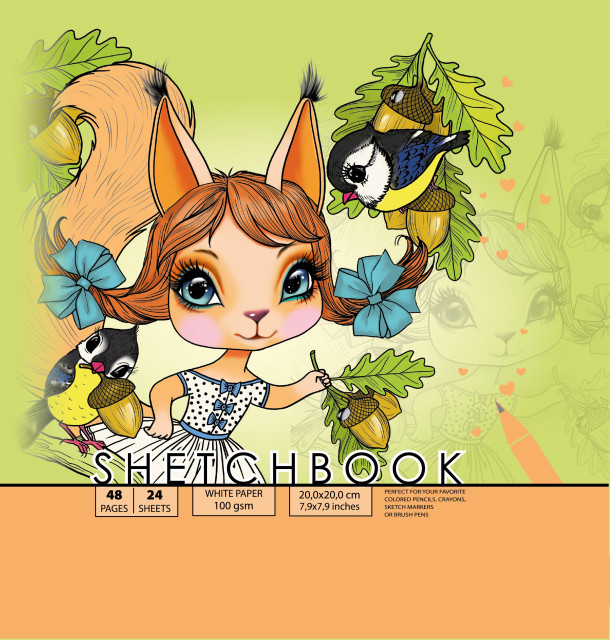 Скетчбук 24/100 В5 б/лін. мат.лам. №7БЦ/БК201/28/21593/Мандарин/(10) — фото товару | Канцелярський Сад