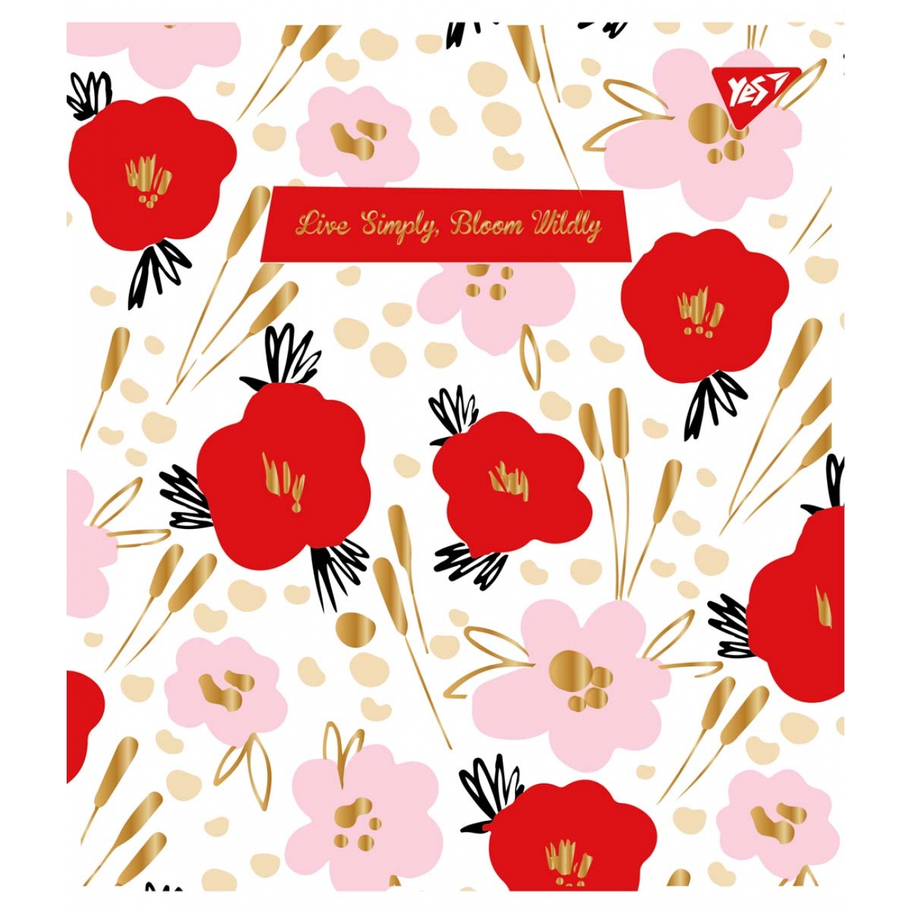 Зошит А5 YES 18арк. кліт. УФ-виб.фольга золото+софт-тач "Wild bloom" №765198(10)(200) — фото товару | Канцелярський Сад