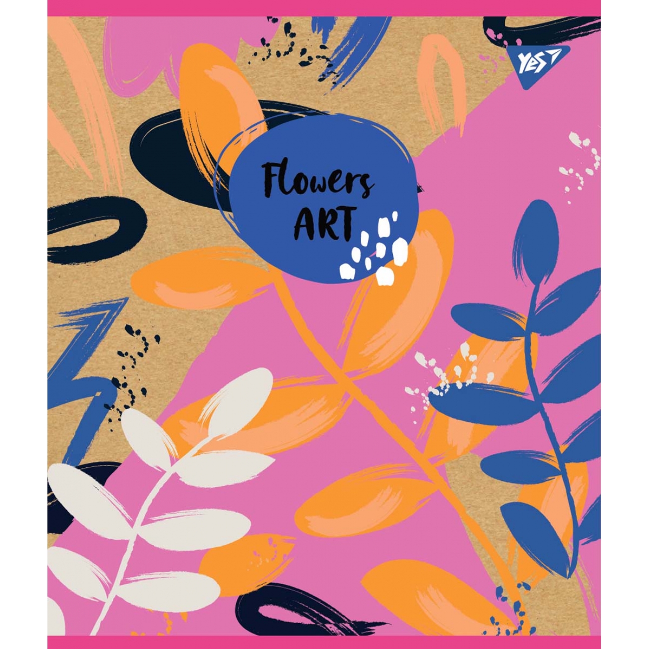 Зошит А5 YES 18арк. лін. крафт,беліла+глітер Flowers art №765090(10)(200) — фото товару | Канцелярський Сад