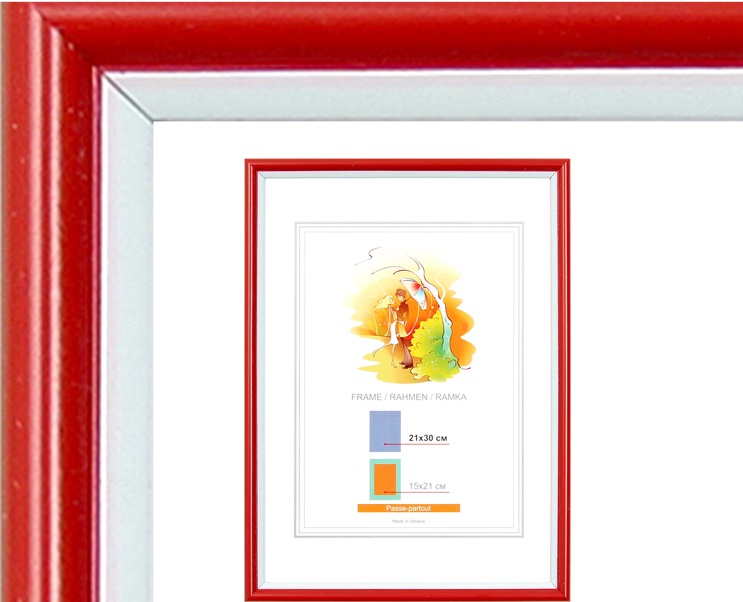 Фоторамка "LA" 21х30 №LA-1-047/LA-047 червона,біла оторочка(20) — фото товару | Канцелярський Сад