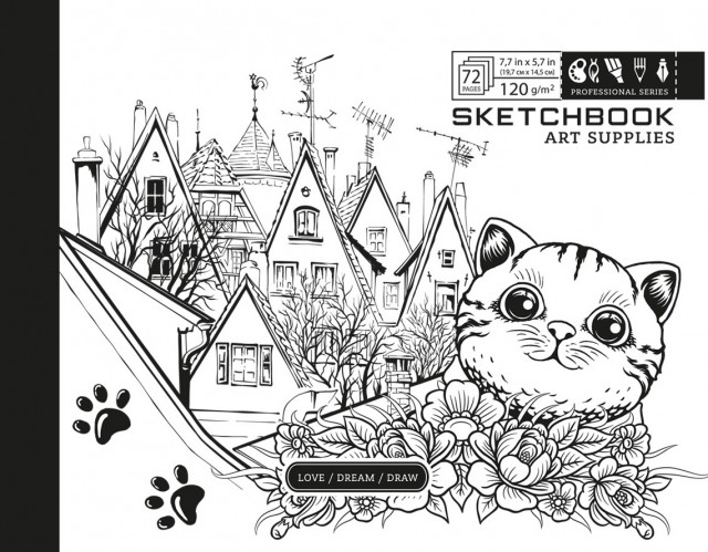 Скетчбук 36/120 А5 б/лін. картон. обкл. №7БЦ/БК289/4/21364/Мандарин/(10) — фото товару | Канцелярський Сад