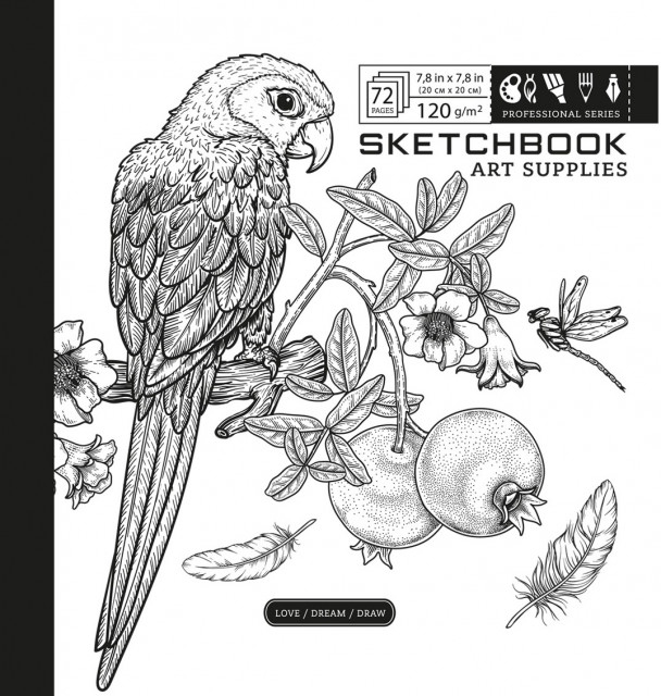 Скетчбук 36/120 В5 б/лін. картон. обкл. №7БЦ/БК290/2/21366/Мандарин/(10) — фото товару | Канцелярський Сад