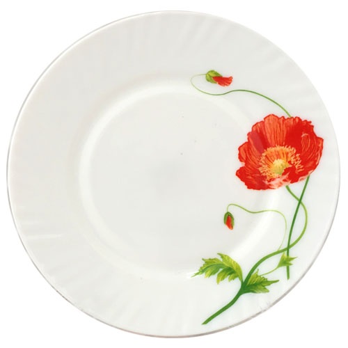 Тарілка десертна склокерам. "Червоний мак" 8" 20см №30057-02-1067(6)(48)/S&T — фото товару | Канцелярський Сад
