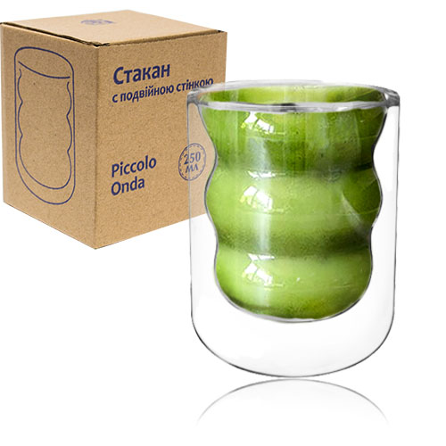 Стакан скло "Пикола Онда" 250мл з подвійною стінкою №201-22/S&T/(48) — фото товару | Канцелярський Сад