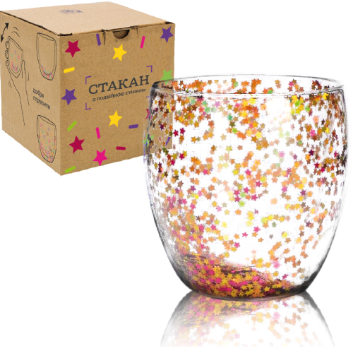 Стакан скло "Зірка" 240мл з подвійною стінкою №201-33/S&T/(36) — фото товару | Канцелярський Сад